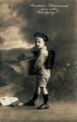 historische Postkarte Schulanfang