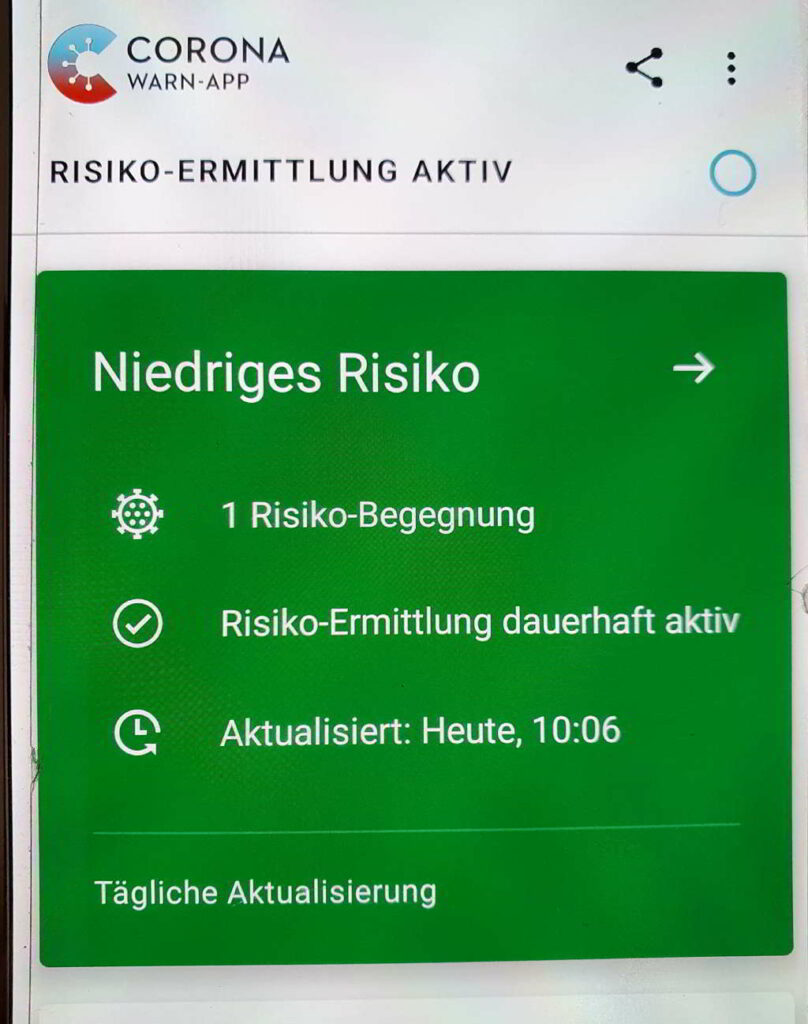 Corona App, Risiko Begegnung