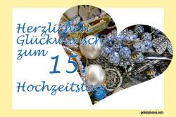 Karte 15. Hochzeitstag Herz Schmuck