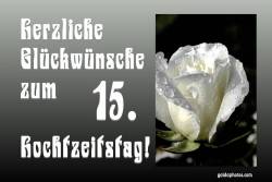 Karte 15. Hochzeitstag Herz Rose weiß