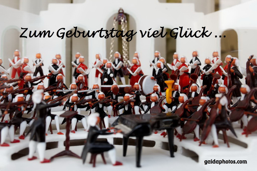 Glückwunschkarte Geburtstag Orchester aus Glas