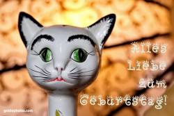 Glückwunschkarte Geburtstag Alles Liebe Katze aus Porzellan