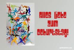 Glückwunschkarte Geburtstag Menschenpyramide aus Glas