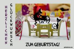 Glückwunschkarte Geburtstag Katze Schrerenschnitt