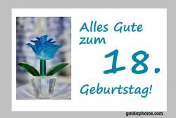 Karte zum 18. Geburtstag  Blume türkis