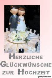 Hochzeitskarte mit Brautpaar und Torte