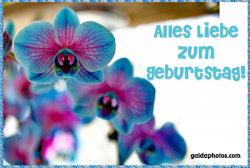 Geburtstagskarte Alles Liebe blaue Orchideen