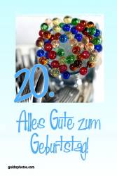 Karte zum 20. Geburtstag bunte Glaskugeln