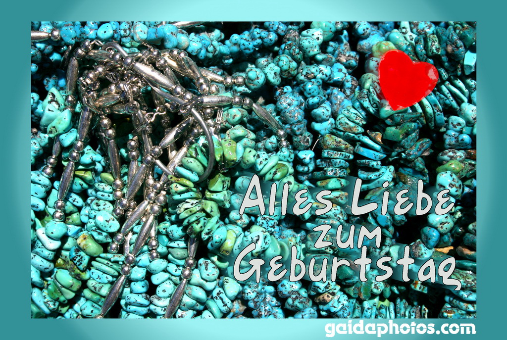Geburtstagskarte, Herz, Türkis, Kette