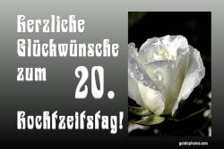 Karte 20. Hochzeitstag Herz Rose weiß