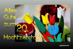 Karte 20. Hochzeitstag Tulpen, bunt