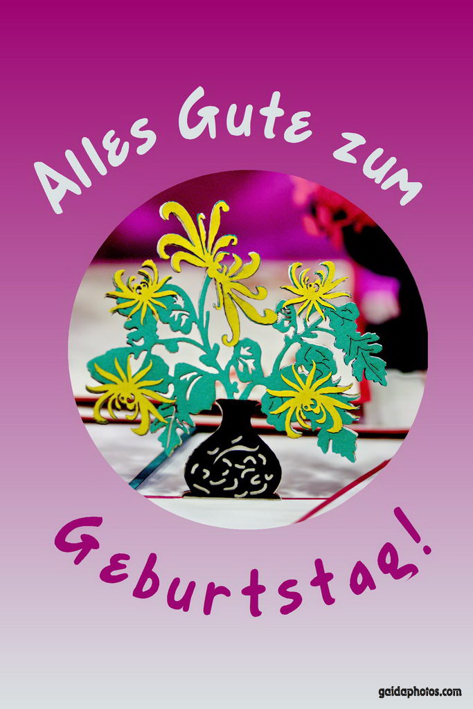 Karte zum Geburtstag, Papierblumen