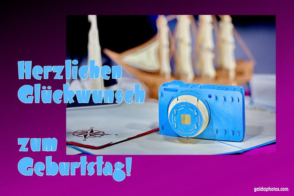 Karte zum Geburtstag, Kamera, Fotoapparat
