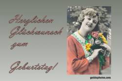 Geburtstagskarte Frau Blumenstrauß Antik