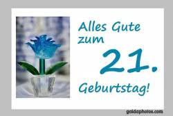 21. Geburtstag Karte Blume türkis