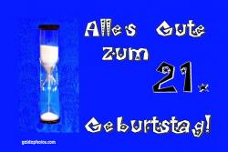 21. Geburtstag Karte Sanduhr