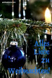 Weihnachtskarte Weihnachtskugeln blau