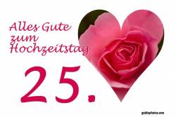 25 Hochzeitstag Karten Herz rote Rose