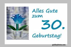 Karte 30. Geburtstag Blume türkis