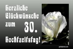 Karte 30. Hochzeitstag Herz Rose weiß