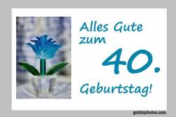 40. Geburtstag Karte Blume türkis