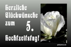 Karte 5. Hochtzeitstag Herz Rose weiß