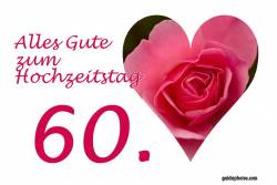 Grußkarte 60. Hochzeitstag Herz rote Rose