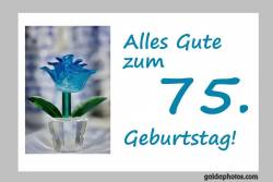 Karte 70. Geburtstag Blume türkis