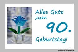 90. Geburtstagskarte Blume türkis