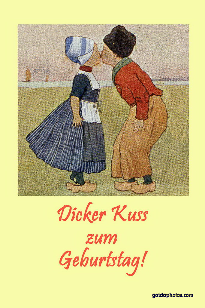 Geburtstagskarte, Holland, Paar, Kuss, Kinder
