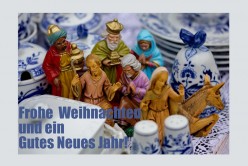 "Frohe Weihnachten" Weihnachtskrippe