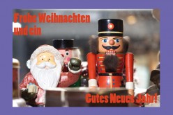"Frohe Weihnachten" Weihnachtsmann und Nußknacker