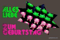 Geburtstagskarte, Liebe, Frosch, Schwein