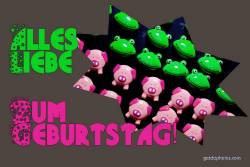 Geburtstagskarte, Liebe, Frosch, Schwein